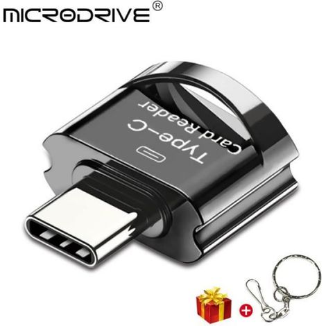 Adaptateur USB C - Lecteur Carte Mémoire - Compatible Micro SD Mini SD TF - Pour Téléphone Tablette PC - Noir - 1 Port