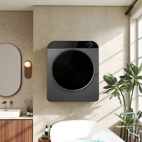 Sèche-linge robuste chauffage PTC tambour acier inoxydable 4 programmes refroidissement double sécurité empilement/montage mural 3kg nominal 5kg réel.