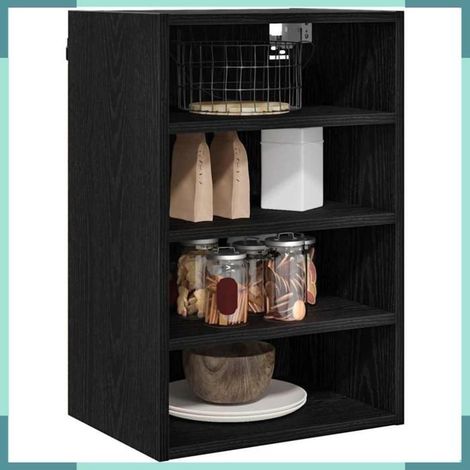 876648 Armoire suspendue avec étagère Chêne noir 40 x 29,5 x 60 cm (1/5)
