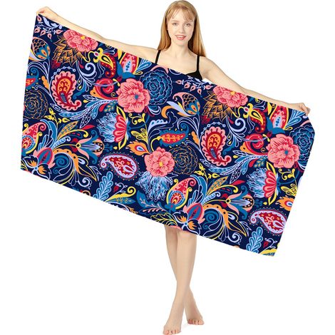 Serviette De Plage En Microfibre - 160 X 80 Cm - Séchage Rapide Absorption Élevée Anti-sable Pour Voyage Piscine Camping Yoga - 1 Pièce (1/4)