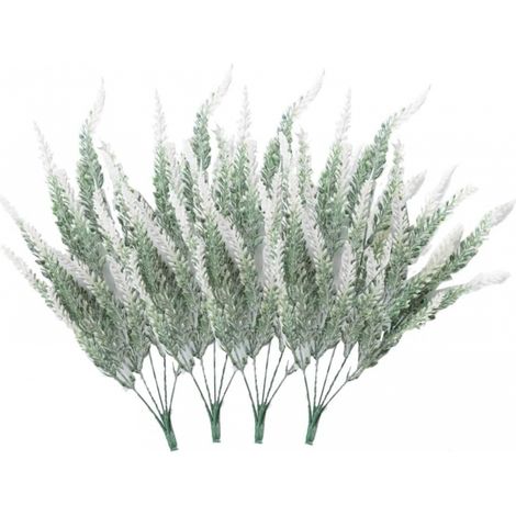4 bouquets de fleurs artificielles floqué fleurs artificielles plante de lavande fleurs artificielles décoration en pot (blanc) (1/5)