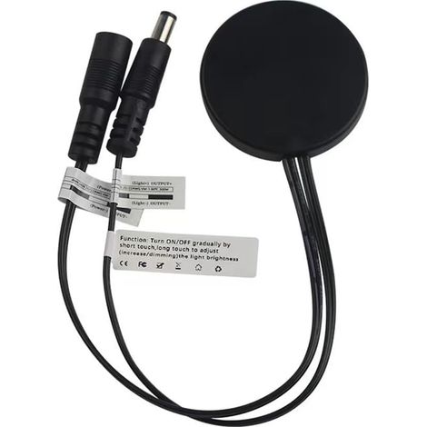 Interrupteur tactile LED avec variateur d'intensité, interrupteur tactile caché pour bandes LED, traversant, verre, etc., pas de trous nécessaires, noir (1/5)