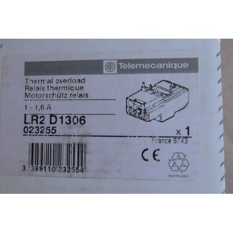 LR2D1306 : 1 - 1,6A RELAIS THERMIQUE TELEMECANIQUE