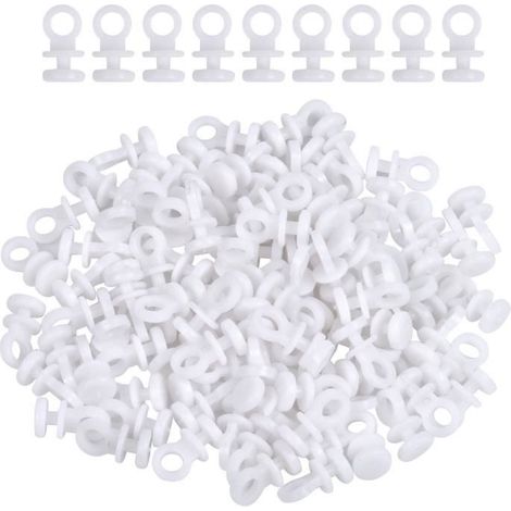 100PCS Crochet de Rideau Rail Glisseur Rail Rideau Poulie à Rideaux en Plastique Blanc Crochet de Tringle à Rideau Coulissant (1/4)
