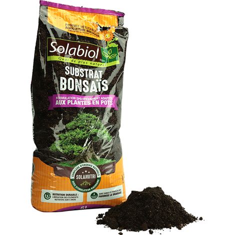 SOLABIOL TERBON6 - Terreau Bonsaïs - Tourbe- 5 mois de nutrition - 6L - Stimulateur Racinaire - Utilisable en Agriculture Biologique