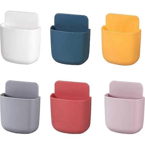 Lot de 6 supports muraux pour téléphone portable, boîte de rangement multimédia, ABS avec crochet. (1/3)