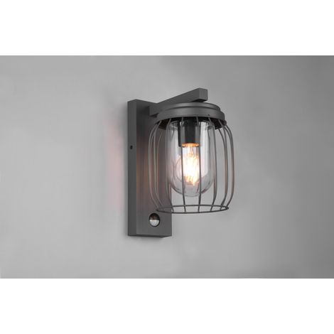Lanterna Da Parete Rete Metallica Antracite Tuela Con Sensore IP44 Trio Lighting (1/4)