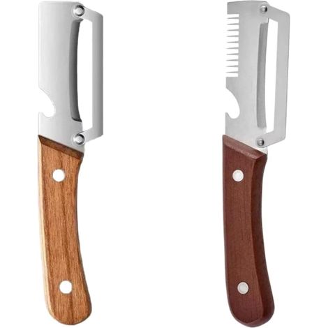 2-teiliges Sparschäler-Set, Edelstahl, Holzgriff, Flaschenöffner, Messer, Küche, Camping (1/5)