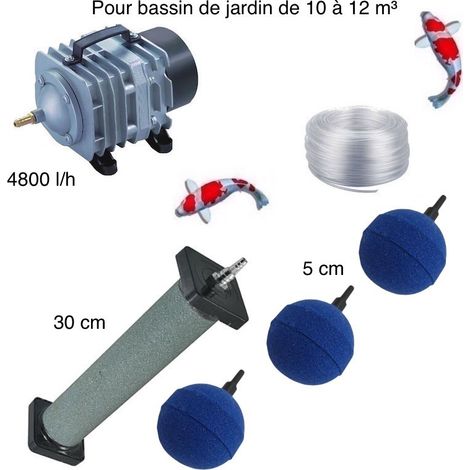 Set aération bassin de jardin 3 boules + 1 diffuseurs 30 cm de 10000 à 12000 litres (1/5)