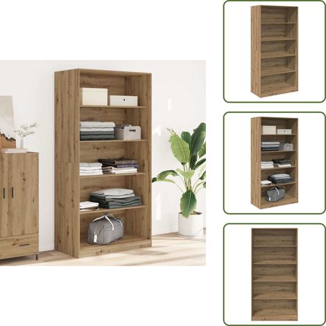 The Living Store Garde-robe chêne artisanal 100x50x200 cm bois d'ingénierie - Armoire - Placard - Dressing - Meuble Rangement - Commode (1/5)