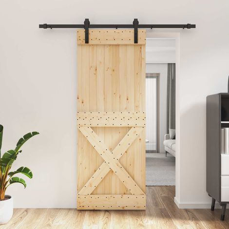 vidaXL Porta scorrevole Naturale e Nero 80 x 210 cm