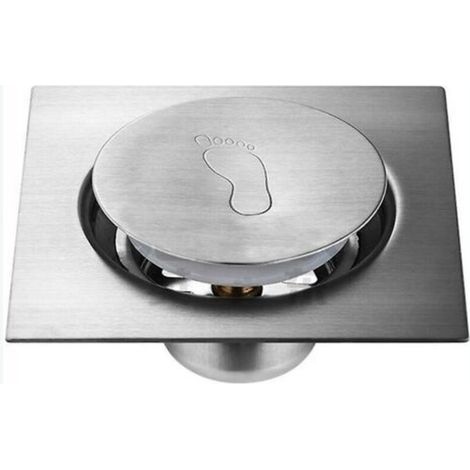 Odorless Stainless Steel Bathtub Drain Strainer Plug, Retractable Floor Drain (15cm x 15cm) (1/3)