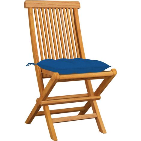 Maison Exclusive - Gartenstühle mit Blauen Kissen 4 Stk. Massivho