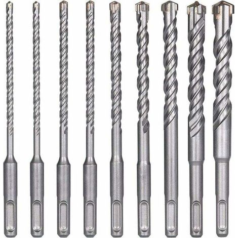 [NON UTILIZZATO] Punte per trapano per calcestruzzo, 9 pezzi (5 mm x 16 x 160 mm), punta per trapano a percussione elettrica SDS-Plus per trapano a percussione, punte a croce per mattoni, pietra, meta