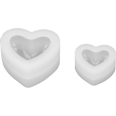 2 Moules en Silicone 3D en Forme de Cœur pour Miroir, Époxy Cristal, Aromathérapie, Gypse et Savon Artisanaux (1/5)