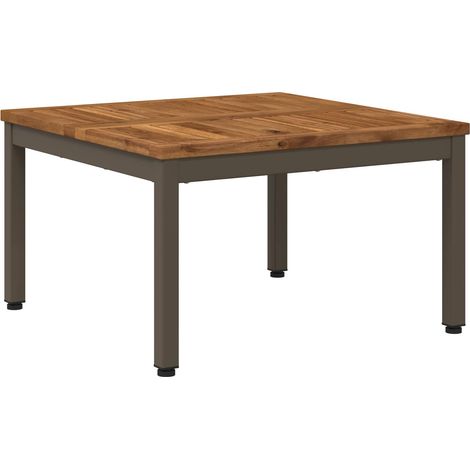 vidaXL Table basse en acacia massif et acier, 60 × 60,5 × 36 cm, naturel et café, intérieur et extérieur (1/5)