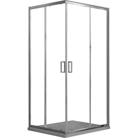 Box Doccia Angolare 75x90 cm 2 Ante Scorrevoli in Cristallo Trasparente 6mm H198 Fosterberg Dragor (1/4)