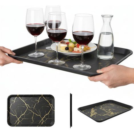 Plateau de service Carnival noir antidérapant 45,5 × 35,5 × 2 (1/4)
