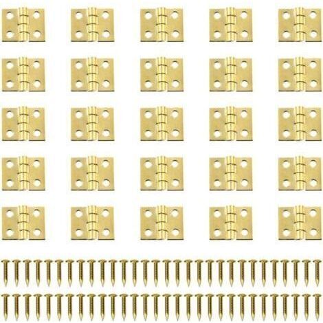 Ahlsen – Lot de 100 mini charnières en laiton 8x10mm – Pour petits projets de menuiserie – Vis incluses – Charge maximale 10kg (1/5)