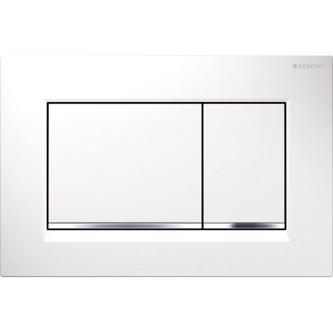 Placca Geberit Sigma20 Square Bianco / Cromato Lucido Doppio Tasto (ex Sigma30) 115.883.KJ.1 Bianco