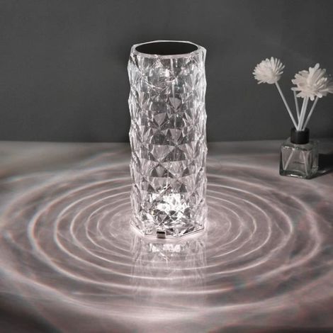Lampe de table en cristal, 16 couleurs, tactile, rechargeable par USB, pour intérieur, chevet ou bureau (1/4)