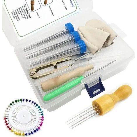 Felt stamping tool kit, handmade felt storage box, positioning pin, finger rest, set of eight solid wood pins (1/5)