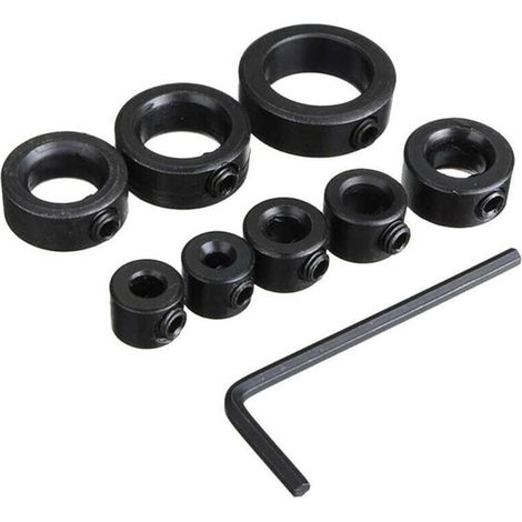 8 pcs Butée de profondeur, Acier au carbone, 3-16 mm, Clé hexagonale incluse, Perçage précis (1/5)