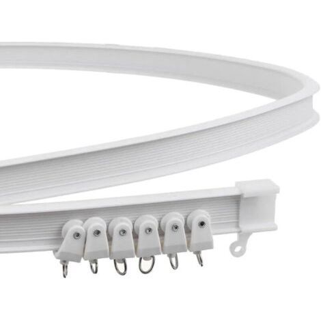 Tringle pliable en alliage200cm Ceiling Mount de métal et plastique flexible pour rideau de fenêtre, blanc (1/4)