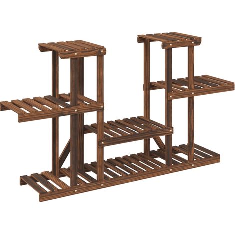Soporte para flores mueble para plantas 110 x 25 x 73 cm madera maciza de abeto marrón 020045199 (1/5)