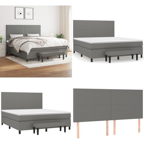 Boxspringbett mit Matratze Dunkelgrau 160x200 cm Stoff - Boxspringbett - Doppelbett - Bettenrahmen - Matratze - Bettwaren - Home & Living