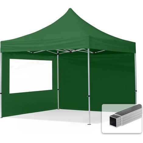 TOOLPORT Gazebo Pieghevole Giardino 3x3m - 2 laterali Alluminio Telo Repelente al agua Padiglione Mercati Sagre verde
