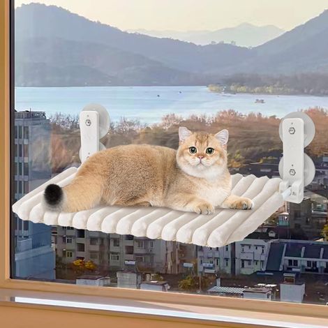 1 Hamac Chat Fenêtre, Cadre Métal Robuste, 4 Ventouses, Coussin Lavable Réversible, Pour Intérieur (1/5)