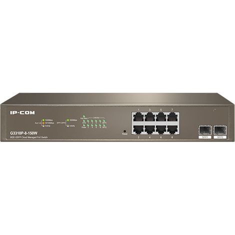 Switch 10p 10/100/1000 Gigabit IP-COM/ Carcasa Metálica / G3310P-8-150W