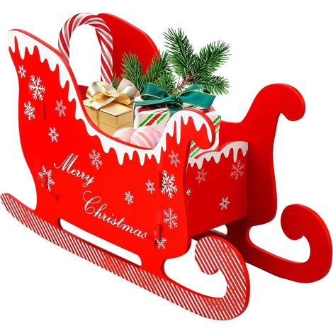 Décoration De Traîneau Rangement Cadeau Festif et Réutilisable Panier Traîneau du Père Noël pour Porche Intérieur et Extérieur, Patio, sur la (1/5)