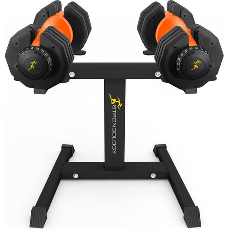 Homeology Strongology Urban25 Orange Adjustable Dumbbell Pair with Free Durable Steel Adjustable Urban25 Dumbbell Floor Stand (1/5)