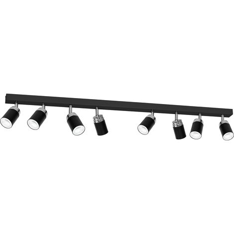 Barre 8 spots orientables noir/chrome GU10 8x15W Reno