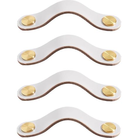 Lot de 4 Poignée Meuble Cuir, Bouton Porte Placard Poignee Cuir Bouton de Tiroir, Poignee de Meuble pour Armoires, Commode, Cuisine, Salle de Bain (1/5)