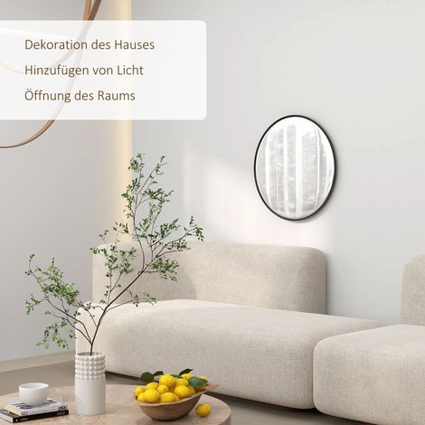Miroir mural design moderne, 61 cm de diamètre, noir, idéal pour salle de bain ou entrée (1/5)