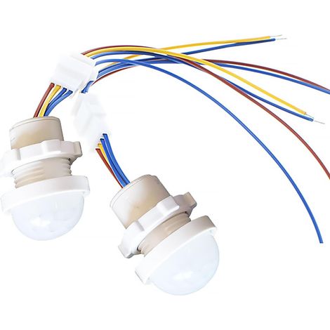 Two PIR human body sensor modules- 85-265V- human body sensor switch- human body activated PIR sensor- detection distance 3-6 meters- suitable for 3-40 watt light fixtures.