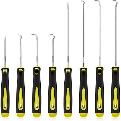 Set of 8 long and short hooks for removing car hoses, oil seal extractor, O-ring hook, vacuum hose trimmer, car tool (1/5)