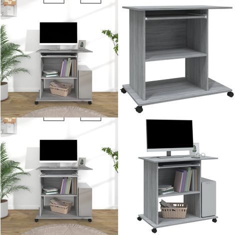 Scrivania Computer Grigio Sonoma 80x50x75 cm Legno Multistrato - Scrivania per ufficio - Scrivania in legno