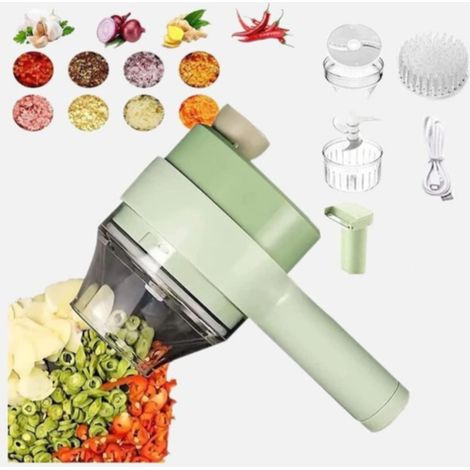 Cortador de verduras Gatling: Electrodoméstico de cocina multifuncional inalámbrico 4 en 1, cortador de ajos y rebanador eléctrico de verduras. (1/5)