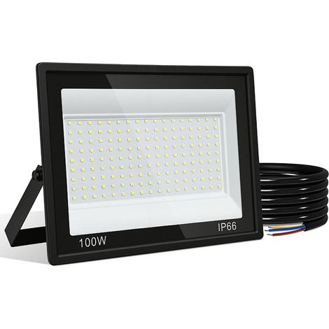Randaco Projecteur LED, projecteur LED extérieur IP66, angle de faisceau 120°, 100W 1 pièce, lampe de travail blanc froid 6000K