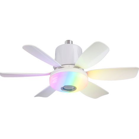 KLVGTIFS PU - 30-W-Deckenventilator, E27-Fassung, dimmbare LED-Beleuchtung, 3 Geschwindigkeitsstufen, 6 Flügel, geeignet für Schlaf- und Wohnzimmer (1/5)