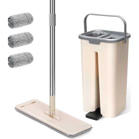 Kit Balai Serpillière Plat, Seau Essoreur à Pédale (1/5)
