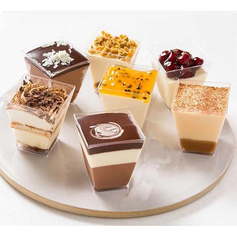 50 coupes à dessert - 160 ml - 7,6 × 5,8 cm - Réutilisables - Conviennent pour les crèmes glacées, les mousses, un usage domestique et professionnel - Transparentes