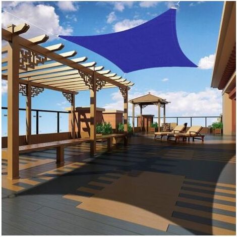Voile d'ombrage Rectangulaire 2x2 mètres, Auvent Imperméable UV Protection pour Jardin Terrasse Extérieur Patio Piscine, avec Corde Libre (Bleu Klein) (1/4)