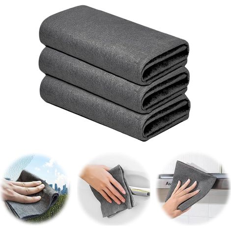 Cleaning Cloths, Set of 3 Thickened Magic Cloths, Microfiber Magic Cloths, Reusable, Super Absorbent, for Car Mirrors, Bathrooms, Kitchens, and Offices - 20 x 25 cm (1/5)