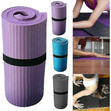 Tapis d'exercice auxiliaire 15 mm antidérapant pour salle de sport, pilates et fitness, à transporter, noir. (1/5)