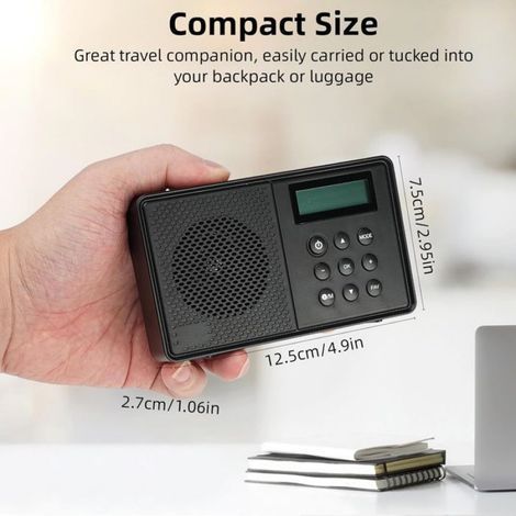 Tragbares DAB-Radio, DAB+, wiederaufladbares digitales FM-Radio mit Bluetooth, Netz- oder Batteriebetrieb, 40 Senderspeicher (1/5)